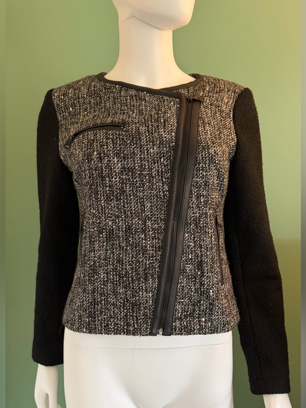 Banana Republic Tweed Asymmetrical Moto Jacket
